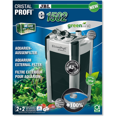 Акваріумний фільтр зовнішній JBL CristalProfi e1502 greenline до 600л (1400 л/год, 20 Вт) - зображення 6