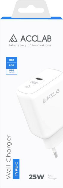 Сетевое зарядное устройство AccLab AL-TC125 USB Type-C 25W White ...