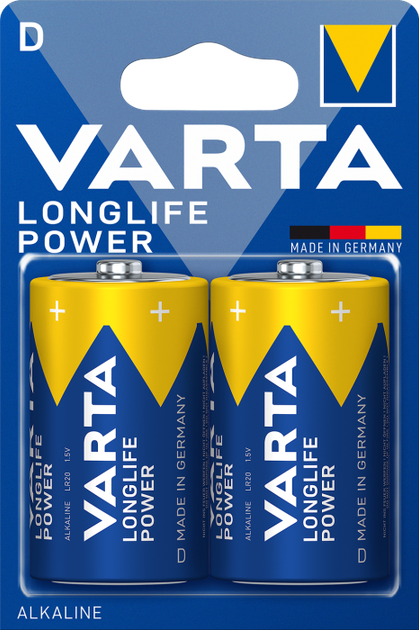 Батарейки VARTA LONGLIFE POWER D/LR20 2 шт. (10) - Фото 1 Батарейки VARTA LONGLIFE POWER D/LR20 2 шт. (10) - изображение 1