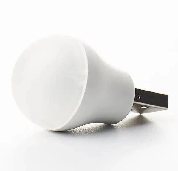 USB LED Лампочка 1W / 5В Мини, Портативная светодиодная мини USB лампа для павербанка, аварийного освещения, мини светильник подсветка фонарик ночник, Белая - изображение 2