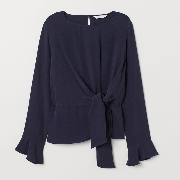 Блузка женская H&M XAZ145799XDZW 42 Темно-синяя (DD8000003997248) – в ...