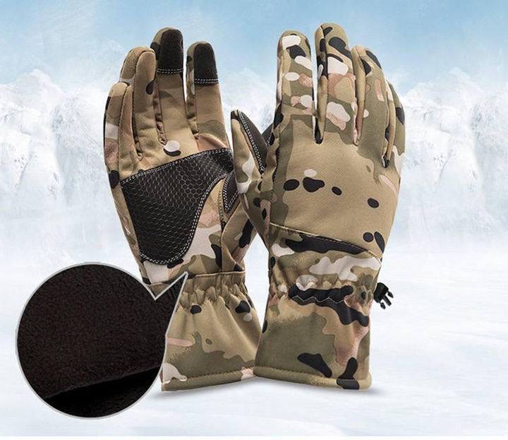 Теплі водонепроникні тактичні рукавички Зимові CAMO S - зображення 2