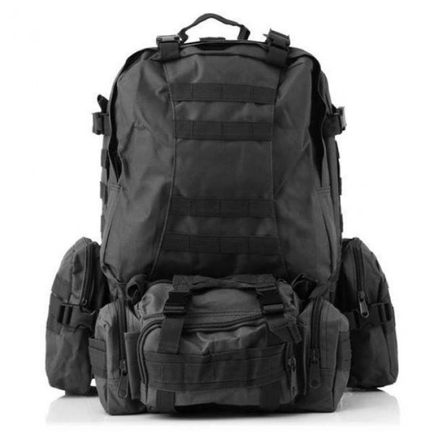 Рюкзак тактичний військовий з підсумками 55 л Tactical Backpack B08, Чорний - зображення 1
