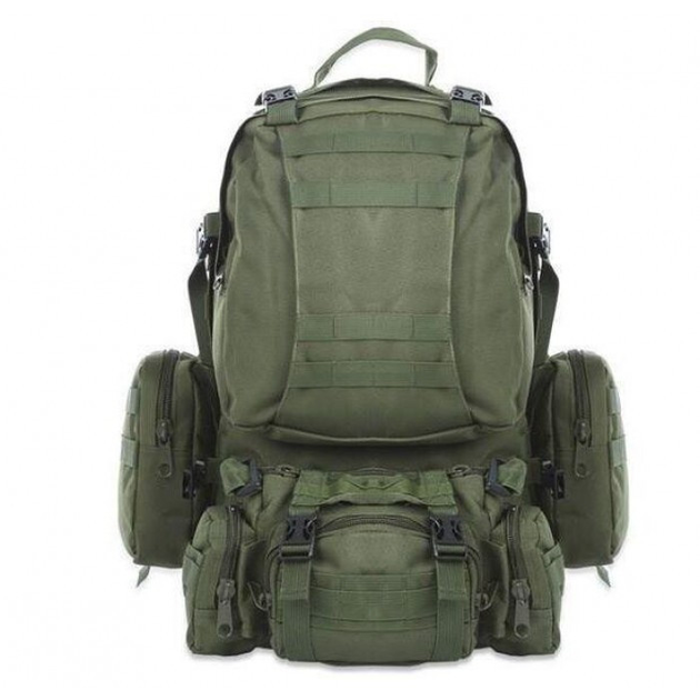 Рюкзак тактичний військовий з підсумками 55 л Tactical Backpack oliva B08 - зображення 1