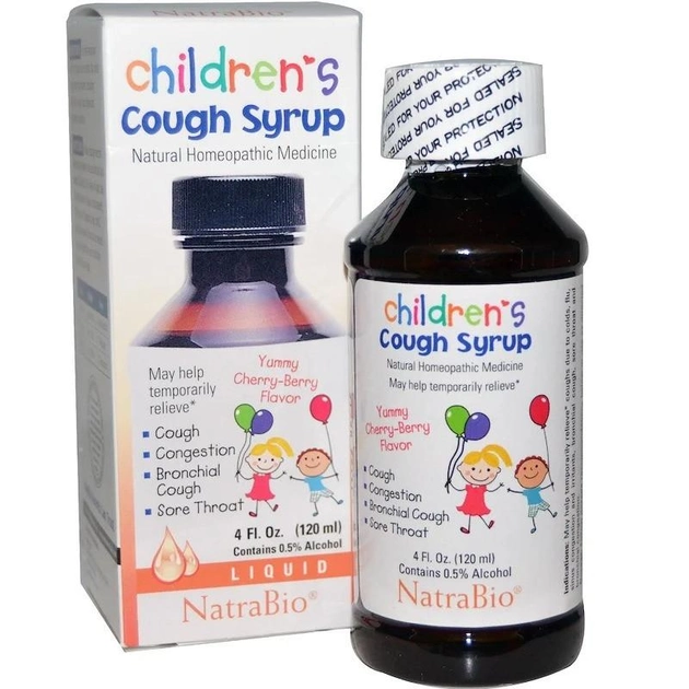 Сироп от кашля для детей NatraBio Children's Cough Syrup с вишневым вкусом 120 мл - изображение 1