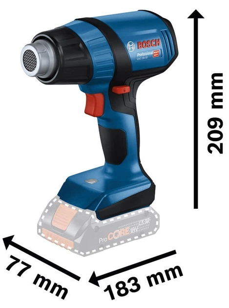 Аккумуляторный технический фен Bosch Professional GHG 18V-50 + 1 акб GBA 18V 4.0Ah + з/у GAL 18V-40 + 2 насадки (06012A6500+1600A01B9Y) - Фото 3 Аккумуляторный технический фен Bosch Professional GHG 18V-50 + 1 акб GBA 18V 4.0Ah + з/у GAL 18V-40 + 2 насадки (06012A6500+1600A01B9Y) - изображение 3