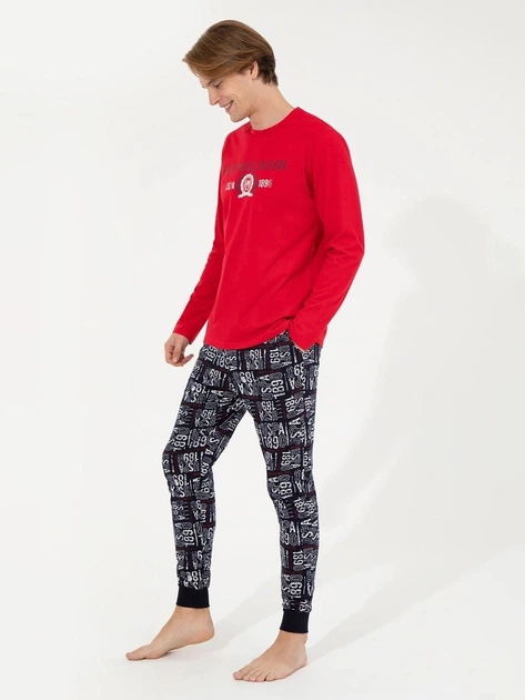Піжама (лонгслів + штани) чоловіча бавовняна U.S. Polo Assn 18634 XL Red (8680557385021) - Фото 3 Піжама (лонгслів + штани) чоловіча бавовняна U.S. Polo Assn 18634 XL Red (8680557385021) - зображення 3