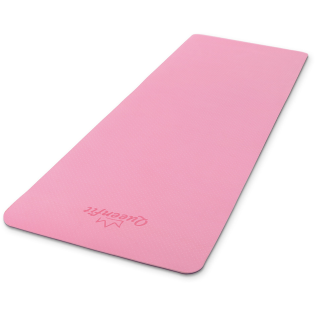Коврик (мат) для фитнеса и йоги Queenfit Premium TPE 0,6см розово-фиолетовый - изображение 2