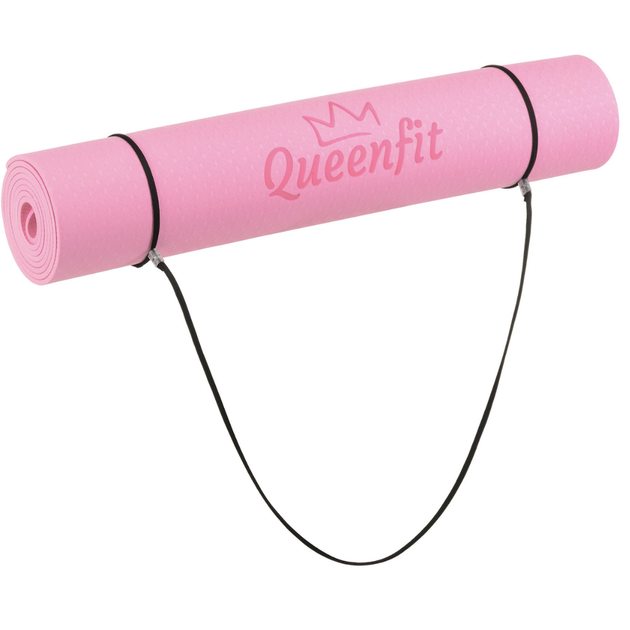 Коврик (мат) для фитнеса и йоги Queenfit Premium TPE 0,5см розовый - изображение 6