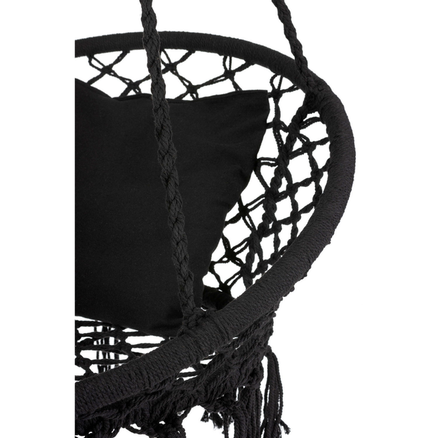 Садовая подвесная качель с бахромой Boho Outtec до 150 кг XXL черная - изображение 8