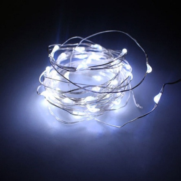 Светодиодная гирлянда нить LTL длина 2м 20led на батарейках белая ...