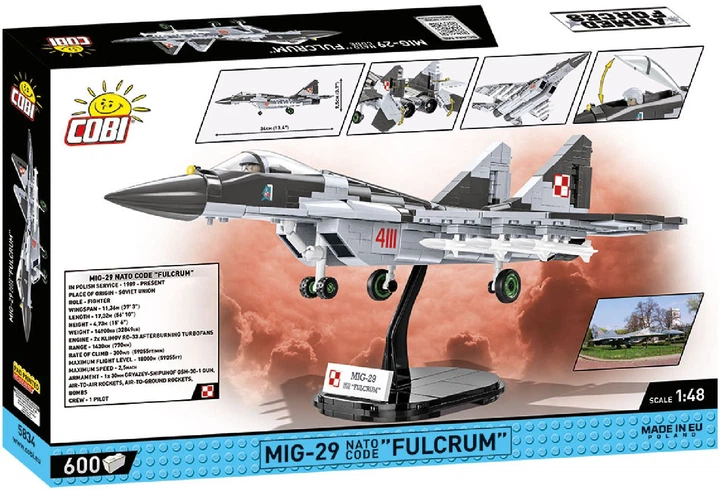 Klocki konstrukcyjne Cobi Samolot MiG-29 Fulcrum 600 elementów (COBI-5834) - Zdjęcie 2 Klocki konstrukcyjne Cobi Samolot MiG-29 Fulcrum 600 elementów (COBI-5834) - obraz 2