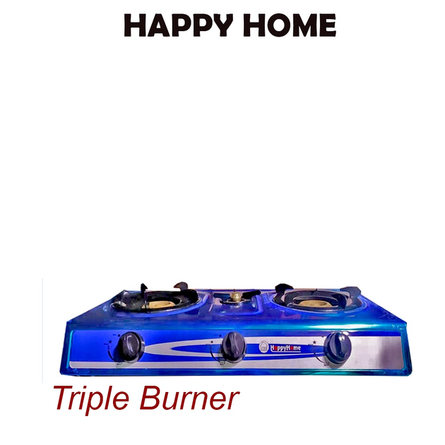 Газовая плита с тремя горелками настольная HappyHome пьезорозжиг, портативная, бытовая, от баллона с сжиженным газом + 4 Баллона - изображение 4