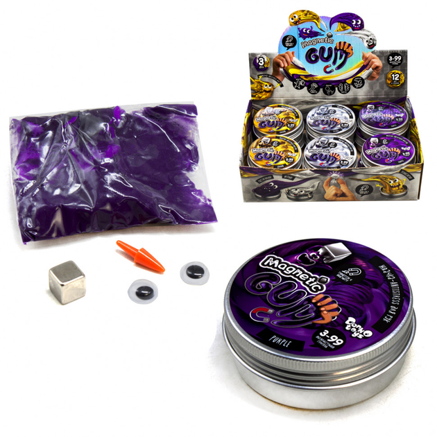 Жвачка для рук "Magnetic Gum" GUM-01 в металлической коробочке Фиолетовый - Фото 1 Жвачка для рук "Magnetic Gum" GUM-01 в металлической коробочке Фиолетовый - изображение 1