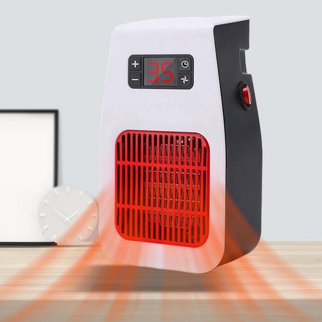 Тепловентилятор мини настольный Handy heater ultra 900Вт портативный электрообогреватель комнатный, с пультом и таймером Белый с красным - изображение 8