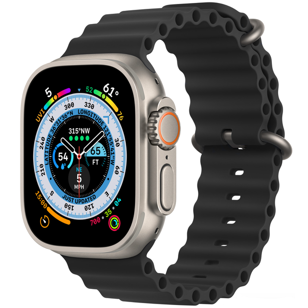 Силиконовый ремешок Apple Watch Ocean Band 49/45/44/42 mm, Black (HC) - изображение 2