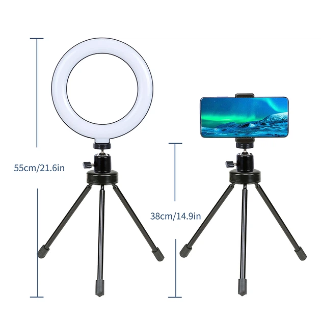 Светодиодная кольцевая LED лампа от павер банка NZY MY100 (Kit2) 6" с держателем Черный - изображение 2