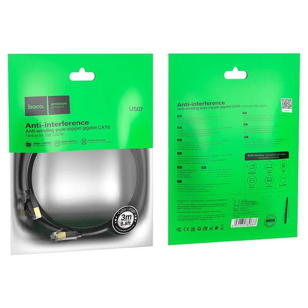 Патч корд сетевой кабель LAN RJ45 gigabit ethernet cable HOCO US07 (3m, 1Gbps, САТ 6) - изображение 6