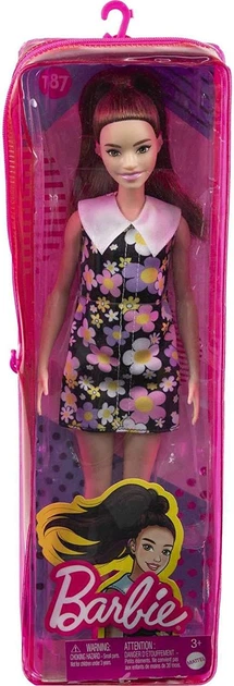 Лялька Барбі Модна брюнетка у сукні з квітами Barbie Fashionistas Doll #187 HBV19 - Фото 6 Лялька Барбі Модна брюнетка у сукні з квітами Barbie Fashionistas Doll #187 HBV19 - зображення 6