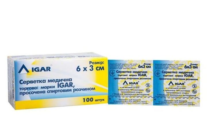 Серветки медичні спиртові IGAR 6х3 см № 100 - изображение 2