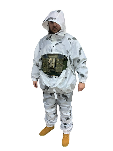 Военный дождевик костюм Белый, зимний маскировочный костюм маскхалат Размер ХЛ 102-110 рост 185-202 - изображение 1