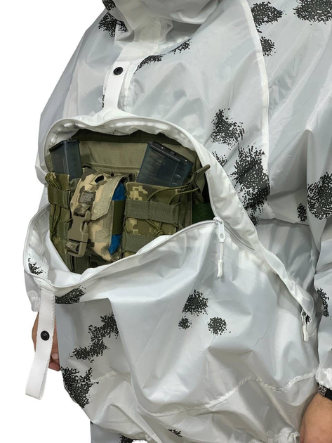 Военный дождевик костюм Белый, зимний маскировочный маскхалат Размер Л 102-110 рост 167-185 - изображение 2
