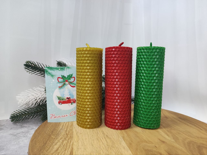 Новогодний набор свечей из пчелиного воска Liliya Flowers 3 штуки (0251 ...