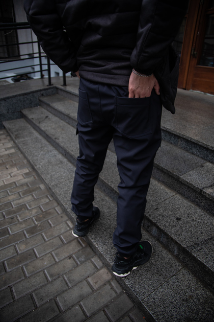 Мужские зимние тактические штаны Soft Shell синие на флисе Flash карго S - изображение 2