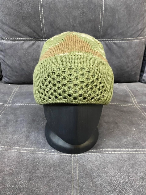 Зимняя балаклава шапка универсальный размер зеленый камуфляж - изображение 1