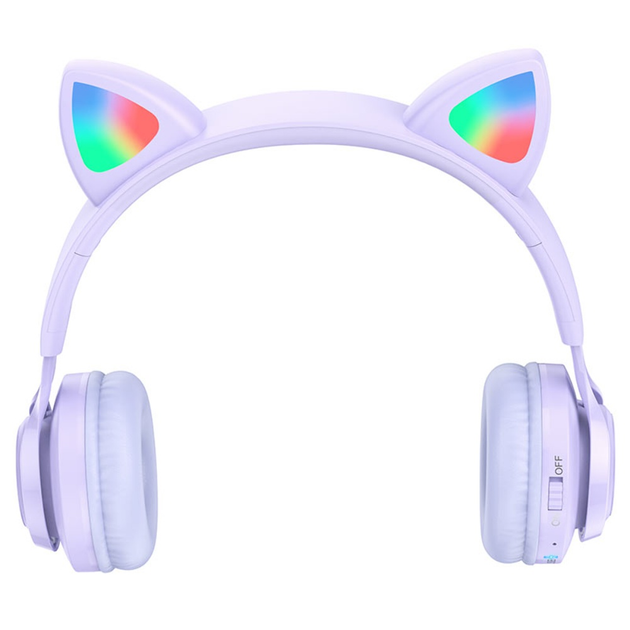 Наушники беспроводные накладные Hoco W39 Cat ear детские со светящимися ...