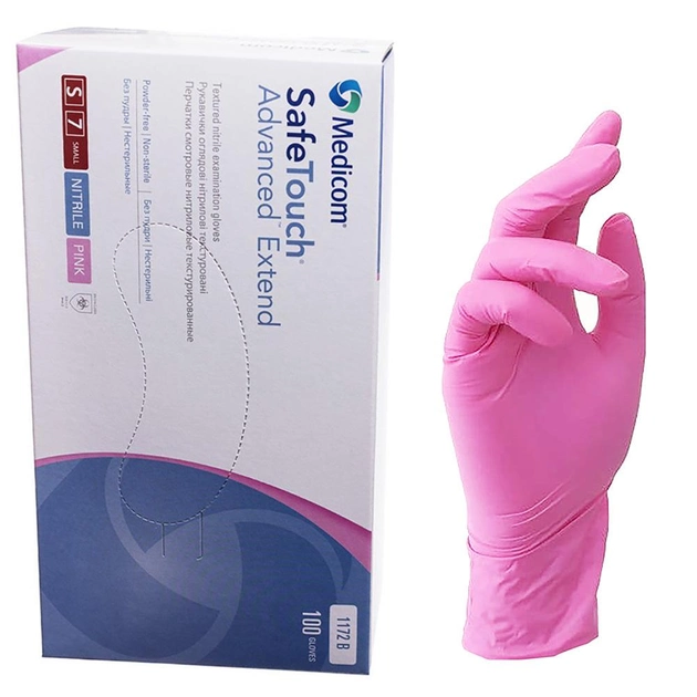 Перчатки нитрил MEDICOM розовые S 100 шт - изображение 1
