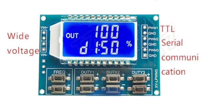 Трехканальный модуль генератора сигналов с ШИМ с отображением параметров на LCD дисплее - Фото 1 Трехканальный модуль генератора сигналов с ШИМ с отображением параметров на LCD дисплее - изображение 1