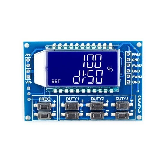 Трехканальный модуль генератора сигналов с ШИМ с отображением параметров на LCD дисплее - Фото 3 Трехканальный модуль генератора сигналов с ШИМ с отображением параметров на LCD дисплее - изображение 3