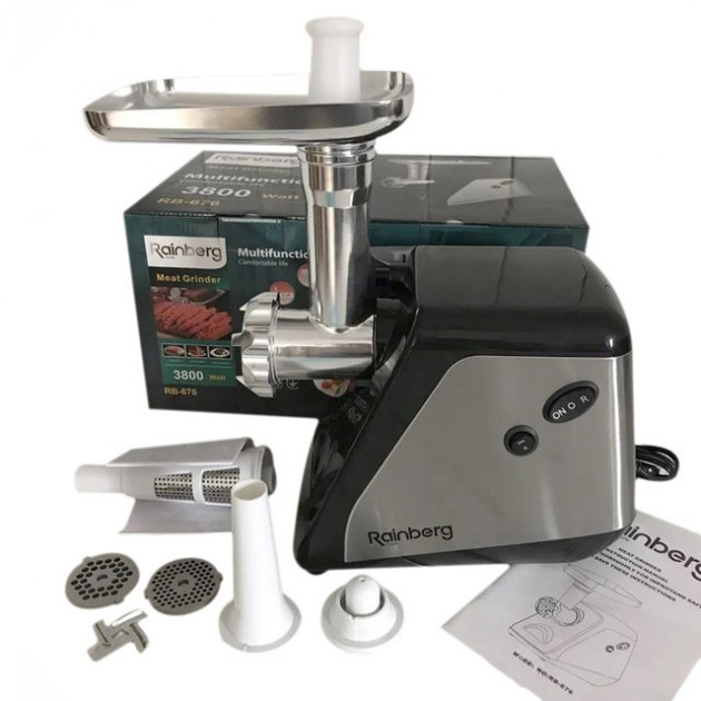 Мясорубка Rainberg RB-676 3800W Black Электрическая Электромясорубка ...