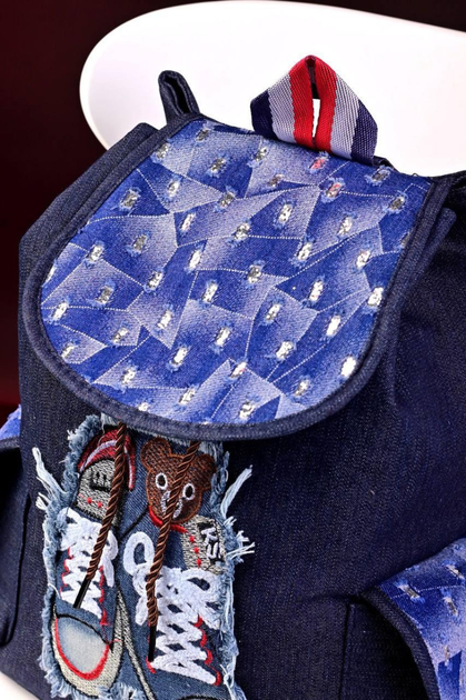 Рюкзак женский синий джинсовый код 7-883 4469891 – Стильные