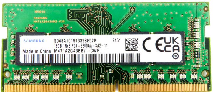 Пам'ять Samsung 16 GB SO-DIMM DDR4 3200 MHz (M471A2G43BB2-CWE