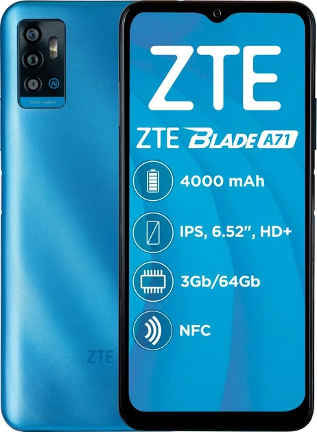 Мобільний телефон ZTE Blade A71 3/64 GB Blue (851599) - зображення 1