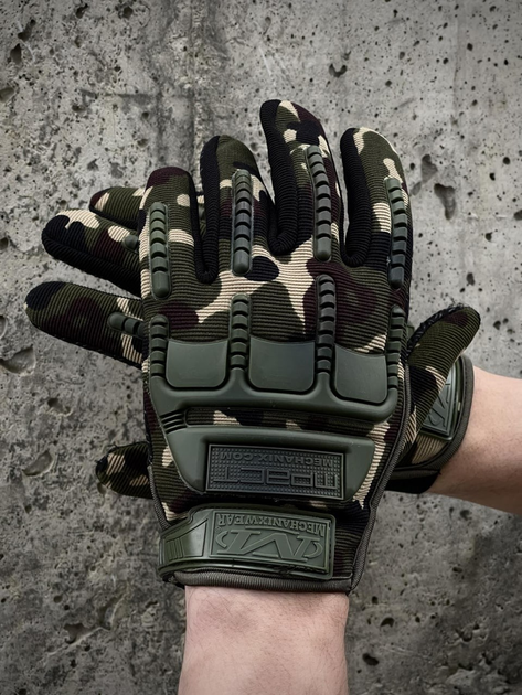 Тактичні рукавички M-pact темно-зелений камуфляж - зображення 1