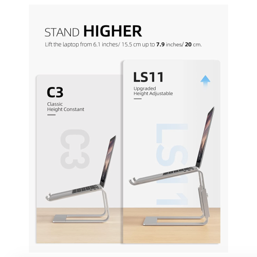 Подставка для ноутбука Galaxy Laptop Stand Adjustable Height Silver (LS-11) - изображение 2
