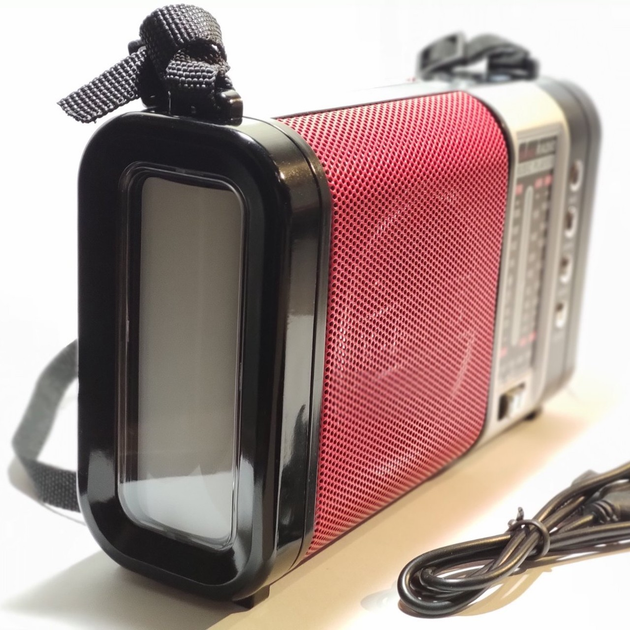 Радіоприймач Rotosonic XB-772BT з ліхтарем та зі знімним акумулятором 18650 Red - зображення 2