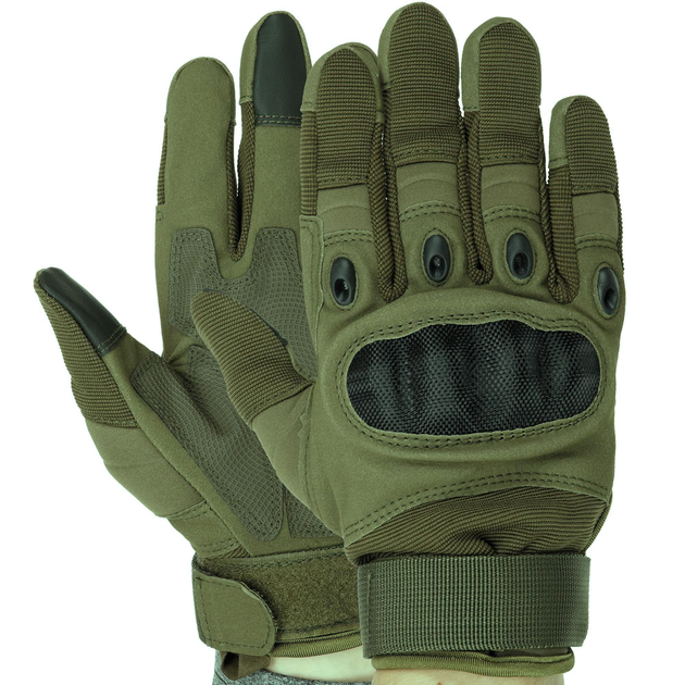 Сенсорные перчатки тактические военные-армейские OAKLEY полнопалые с защитой костяшек, боевые, с закрытыми пальцами L Оливковый BC-8798 - изображение 1