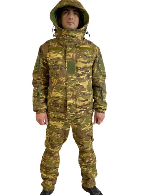Тактическая зимняя теплая военная форма, комплект бушлат + штаны, мультикам, размер 48-50 - изображение 1