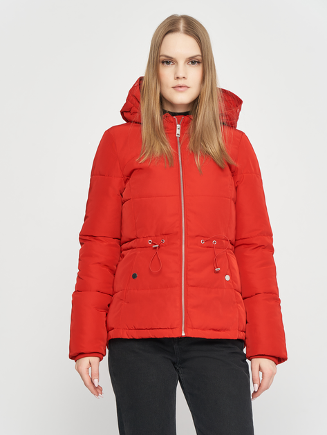 Акція на Куртка демісезонна коротка з капюшоном жіноча H&M 0721267-0 XS Червона від Rozetka