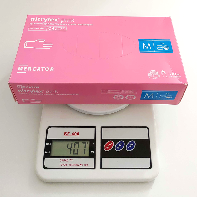 Рукавички нітрилові Nitrylex® Pink, щільність 4 г. - рожеві (100 шт) M (7-8), Рожевий - зображення 2