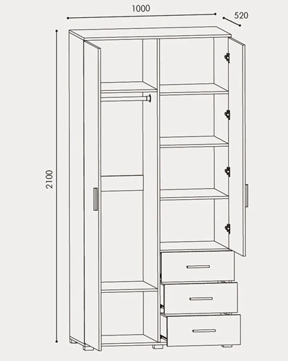 Шкаф Эверест Бриз ШП 4 с зеркалом 100х52х210 см Нимфея Альба – фото ...