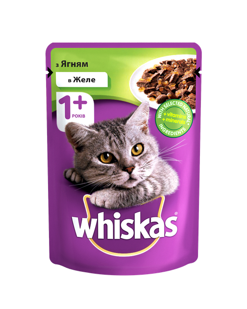 Консервований корм Whiskas ягня в желе 24 х 100 гр (4770608253073) - Фото 1 Консервований корм Whiskas ягня в желе 24 х 100 гр (4770608253073) - изображение 1