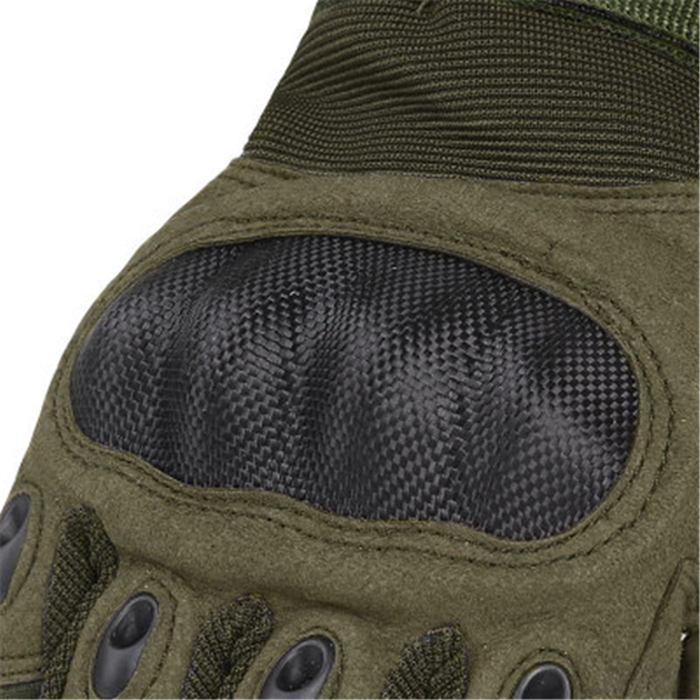 Рукавички тактичні FG FQ20T001 Зелений L повнопалі із захистом на кісточках + сенсорні нашивки - зображення 2