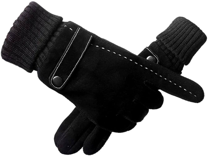 Перчатки мужские черные замшевые сенсорные зимние - изображение 1