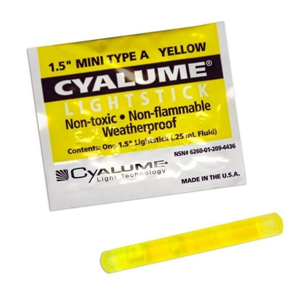 Химический источник света Cyalume 1,5 "Mini Yellow 4 часа - изображение 2