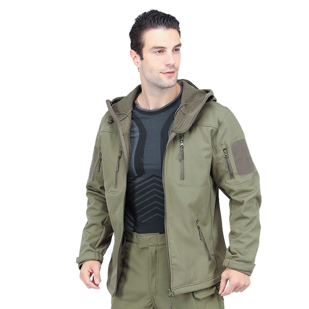 Тактическая куртка Lesko A013 Green L уличная утепленная куртка осень-зима с затяжками через карманы TK_2359 - изображение 2